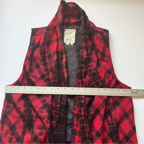 Anthropologie Elevenses Roxanne Vest Flannel Red Black Buffalo Plaid Check Sz S - Picture 11 of 16